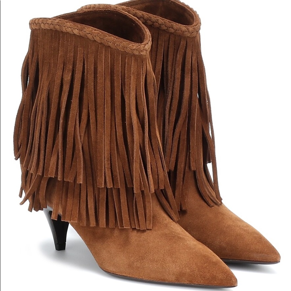 SAINT LAURENT Fringe Suede Boots